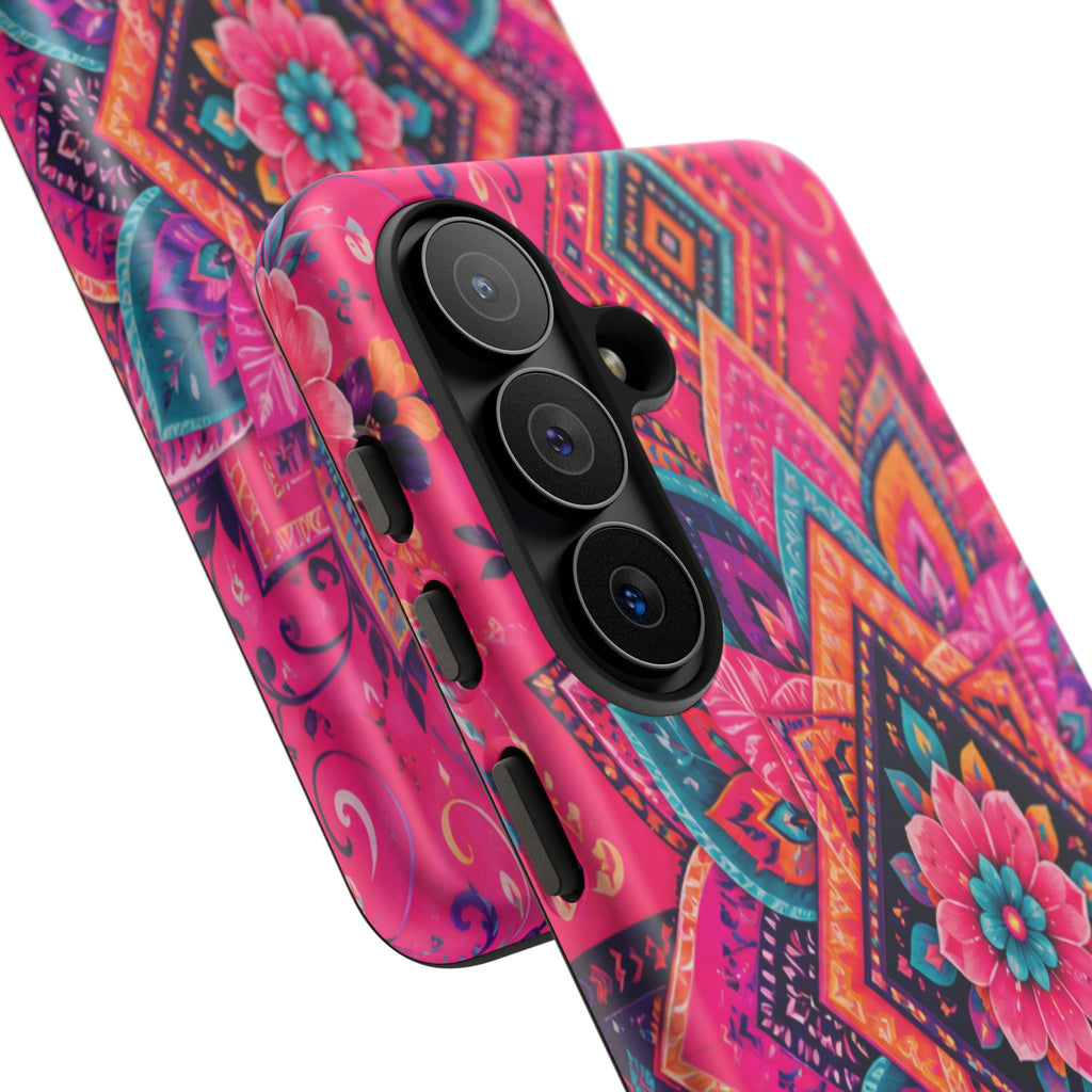 Floral Mandala Tough Phone Case — Pink Boho Protective Cover