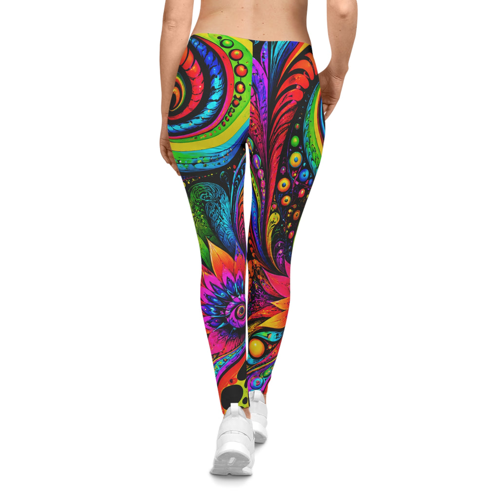 Psychedelic Floral Leggings — Vibrant Boho All-Over Print
