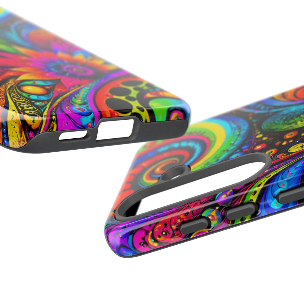 Psychedelic Floral Phone Case — Vibrant Swirl Tough Protective Cover