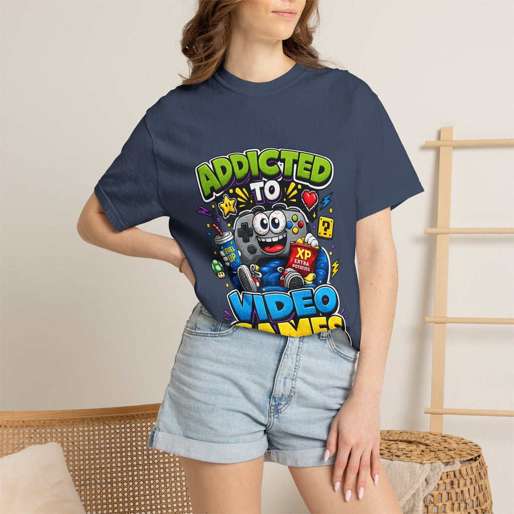Addicted to Video Games T-Shirt | Gamer Controller Graphic Tee