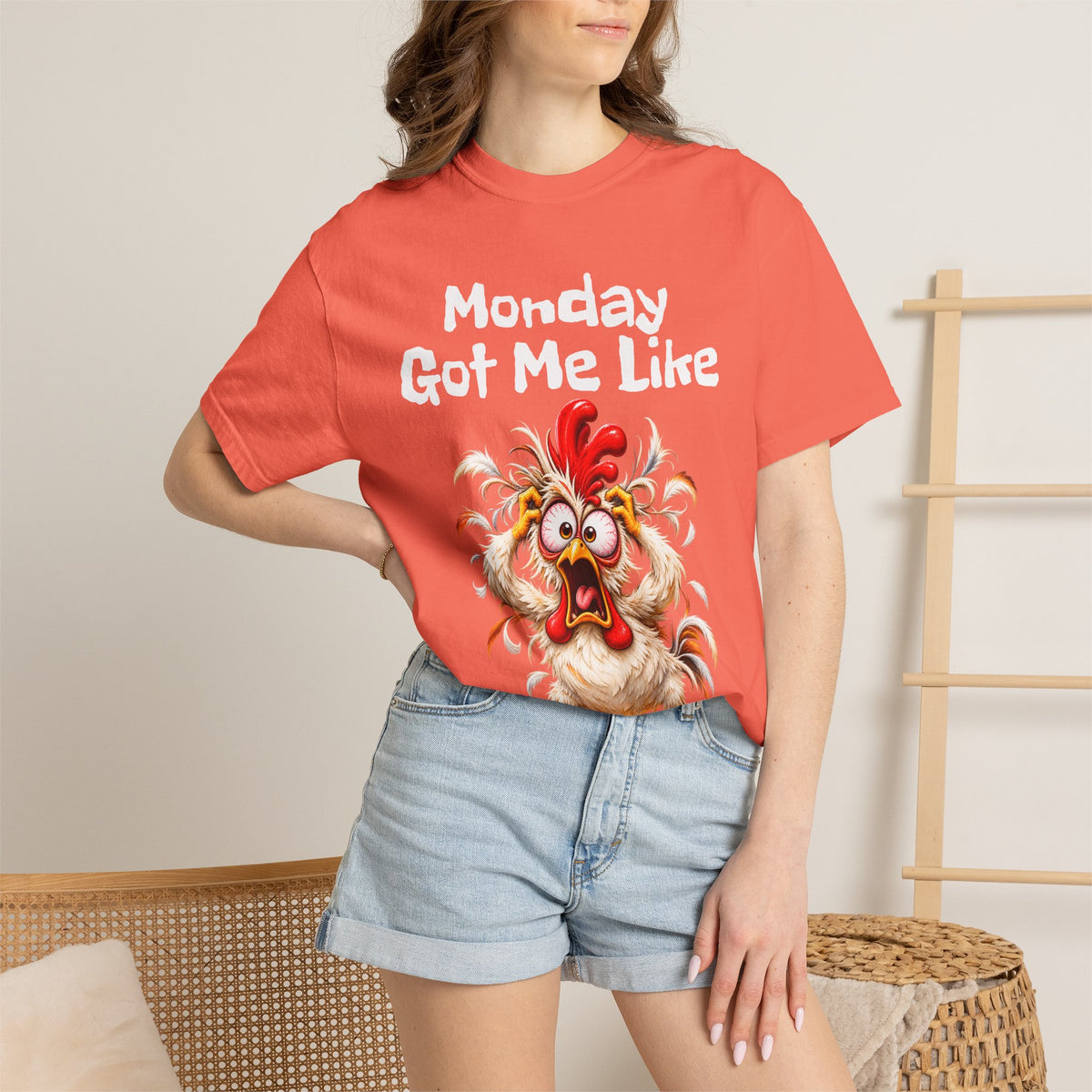 Copy of Monday Got Me Like T-Shirt — Funny Cartoon Chicken Graphic Tee