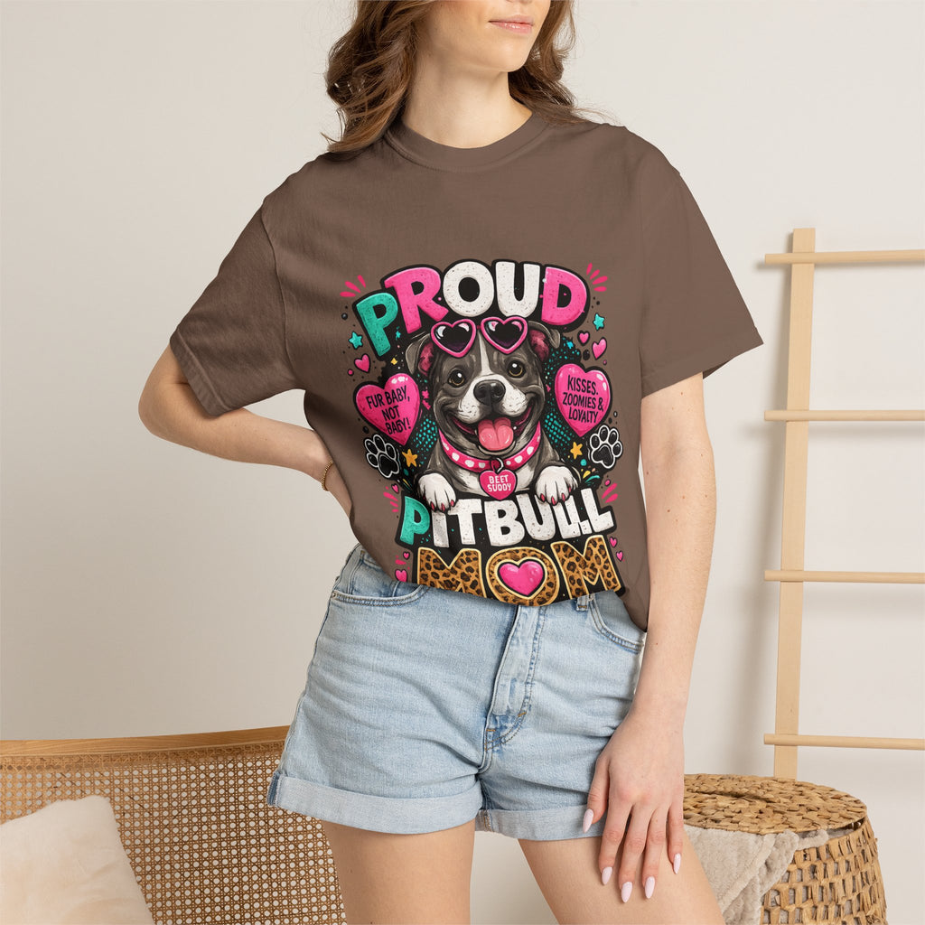 Proud Pitbull Mom T-Shirt | Cute Pitbull Illustration