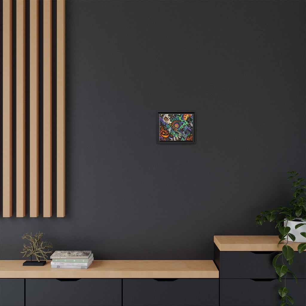 Spooky Surreal Halloween Canvas Framed Art — Matte Multi-Color
