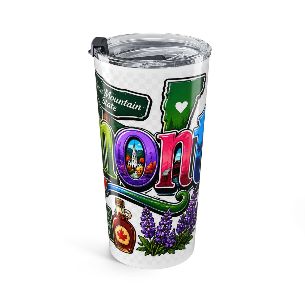 Vermont Illustration Tumbler 20oz | Maple, Mountains, Cow, Fall Leaves