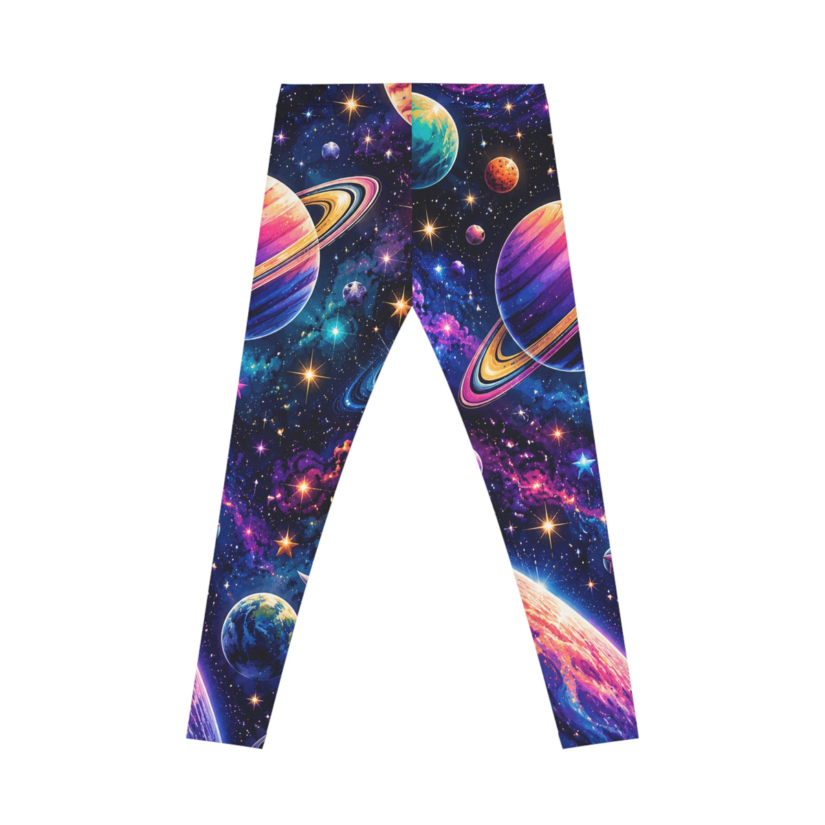 Galaxy Planets Leggings — Colorful Space Print Women's Leggings