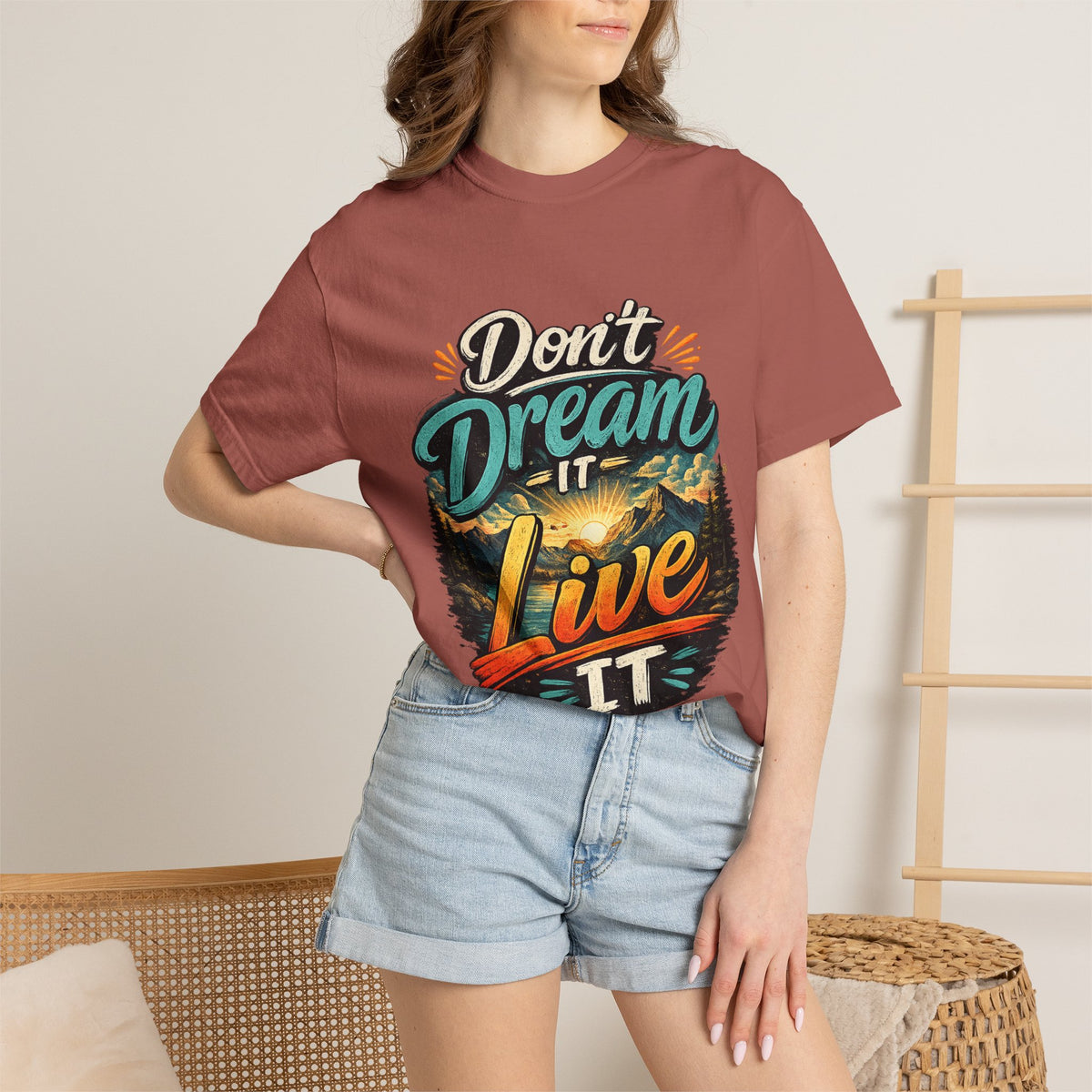Don’t Dream It Live It T-shirt | Adventure Sunset Typography