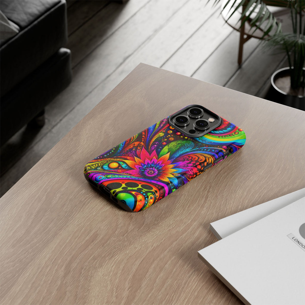 Psychedelic Floral Phone Case — Vibrant Swirl Tough Protective Cover