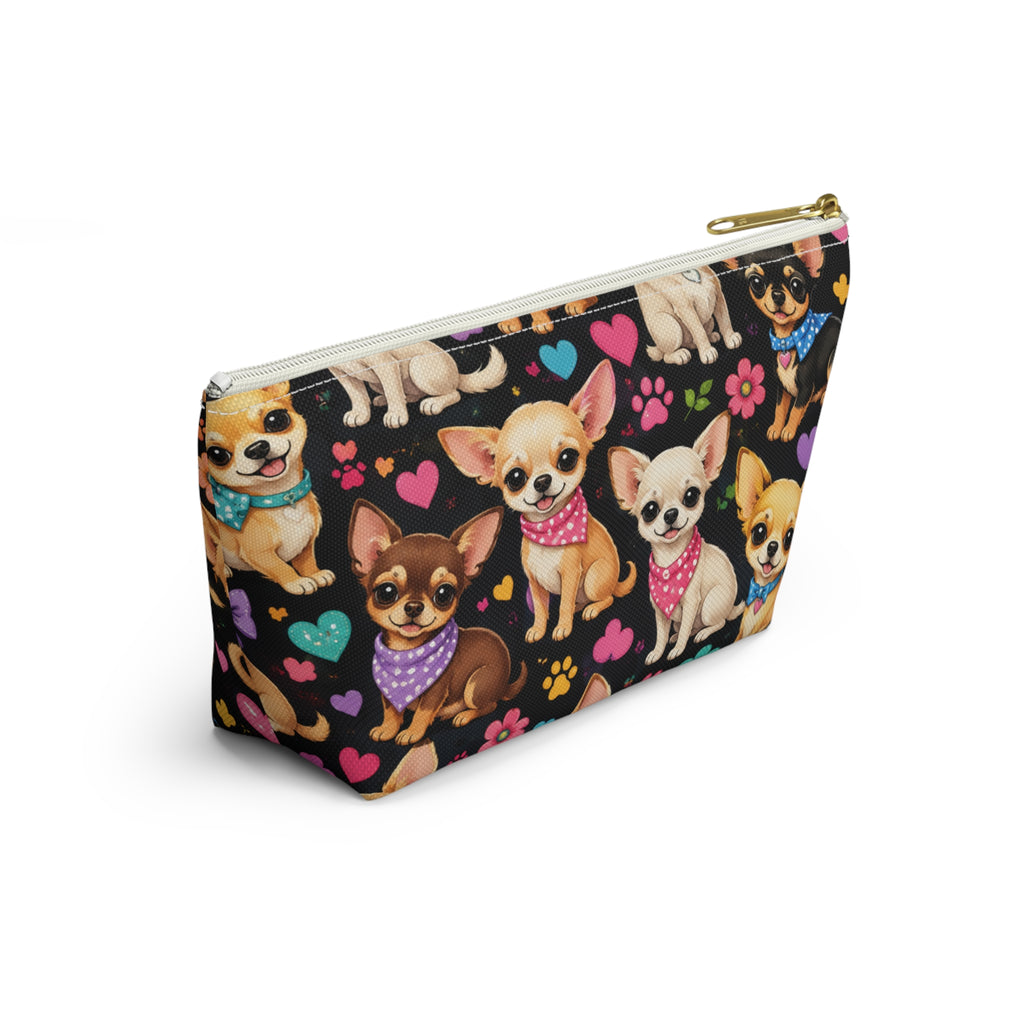 Chihuahua Pattern Accessory Pouch | T-Bottom Cosmetic Bag
