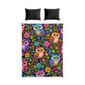 Owl Garden Cotton Duvet Cover Set – Colorful Floral Owl Bedding
