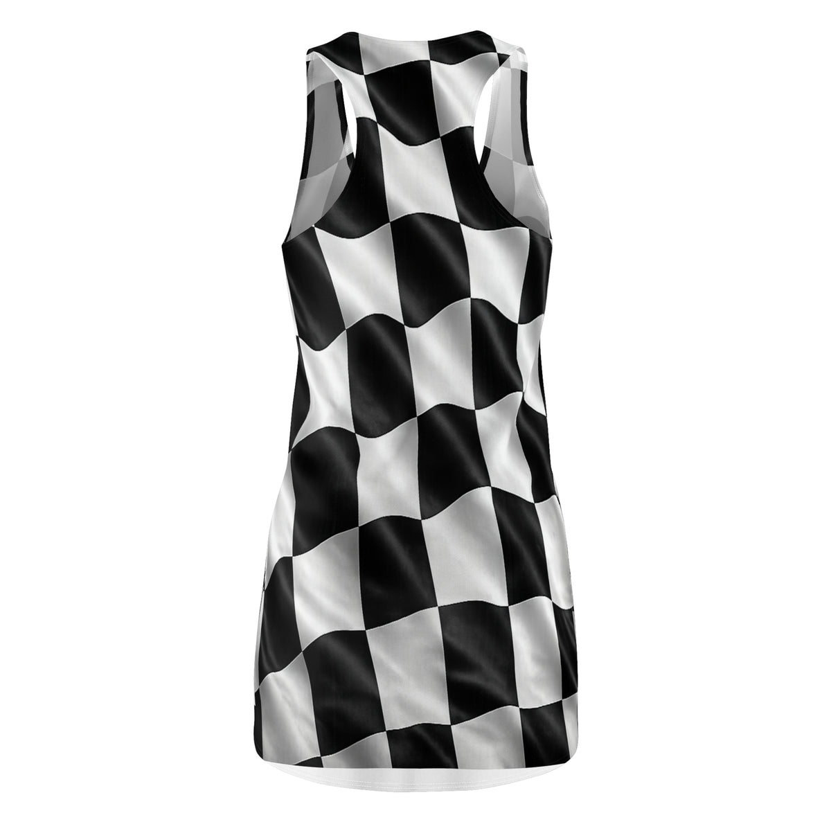 Black White Checkered Wave Dress Racerback