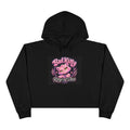 Bad Kitty pink cat illustration Crop Hoodie | Retro punk kitty design