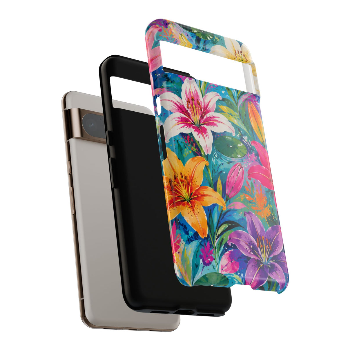 Floral Lily Tough Phone Case — Colorful Tropical Flower Protective Cover