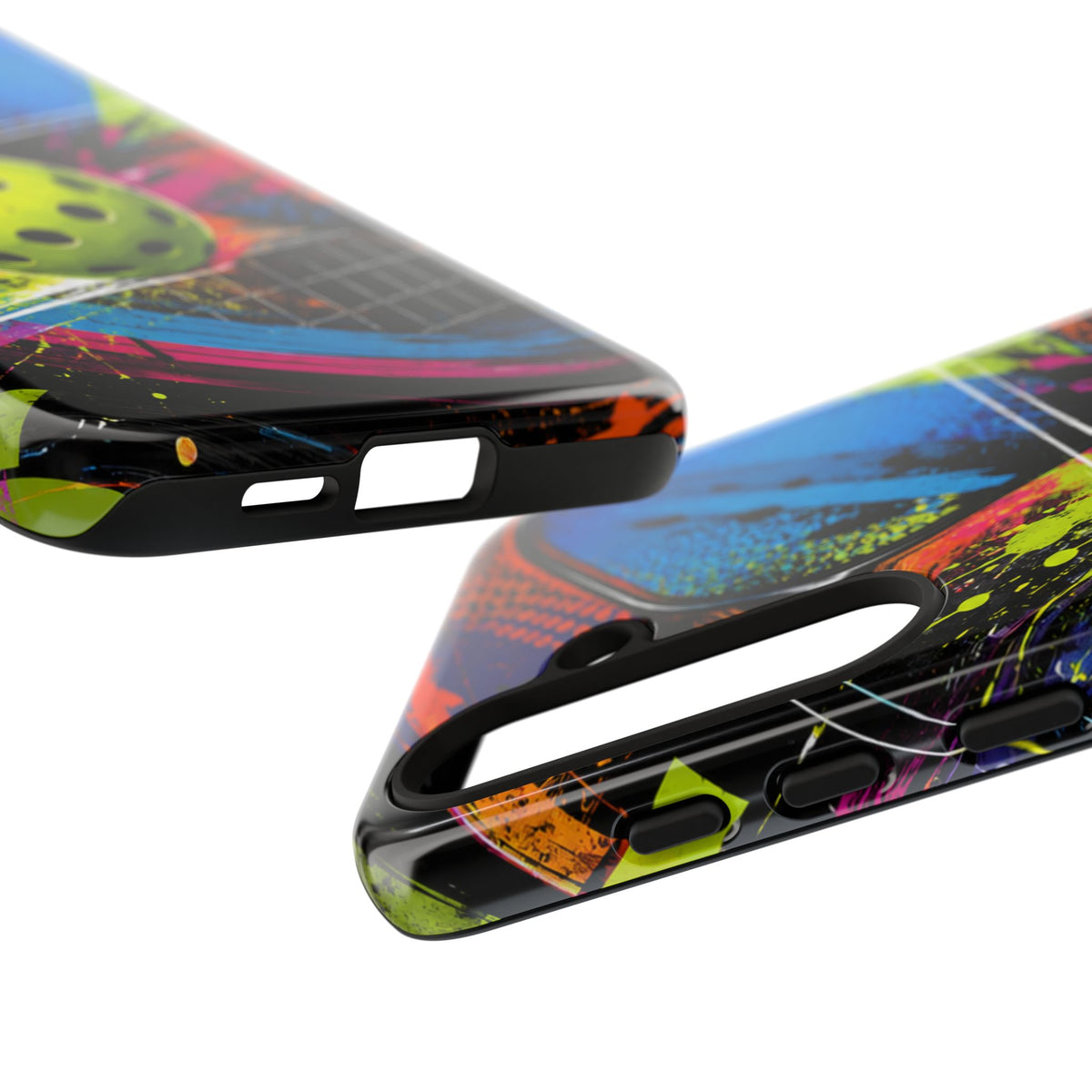 Pickleball Phone Case – Neon Paddle & Ball Splash Tough Case