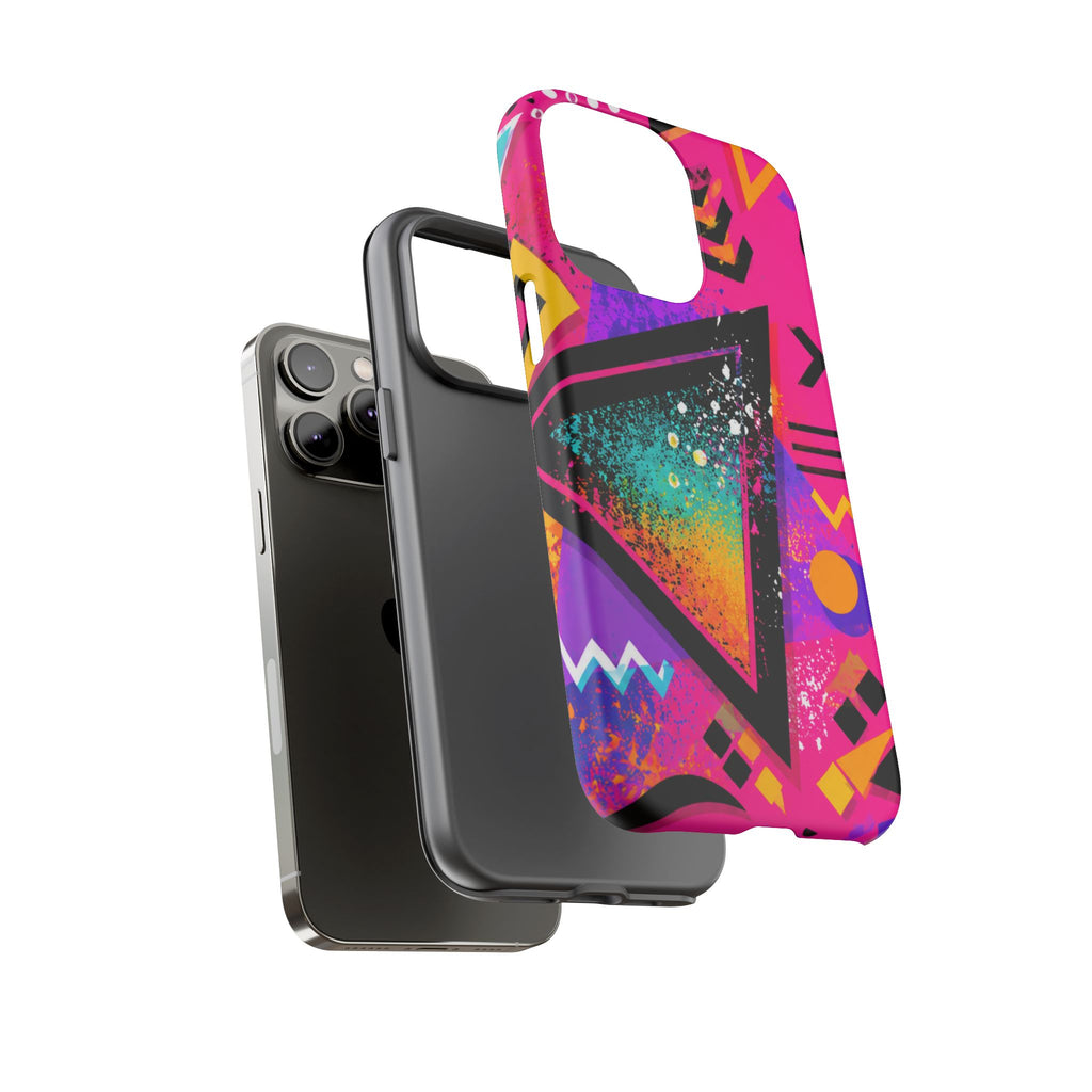 Retro 80s Geometric Phone Case — Neon Triangle Tough Case