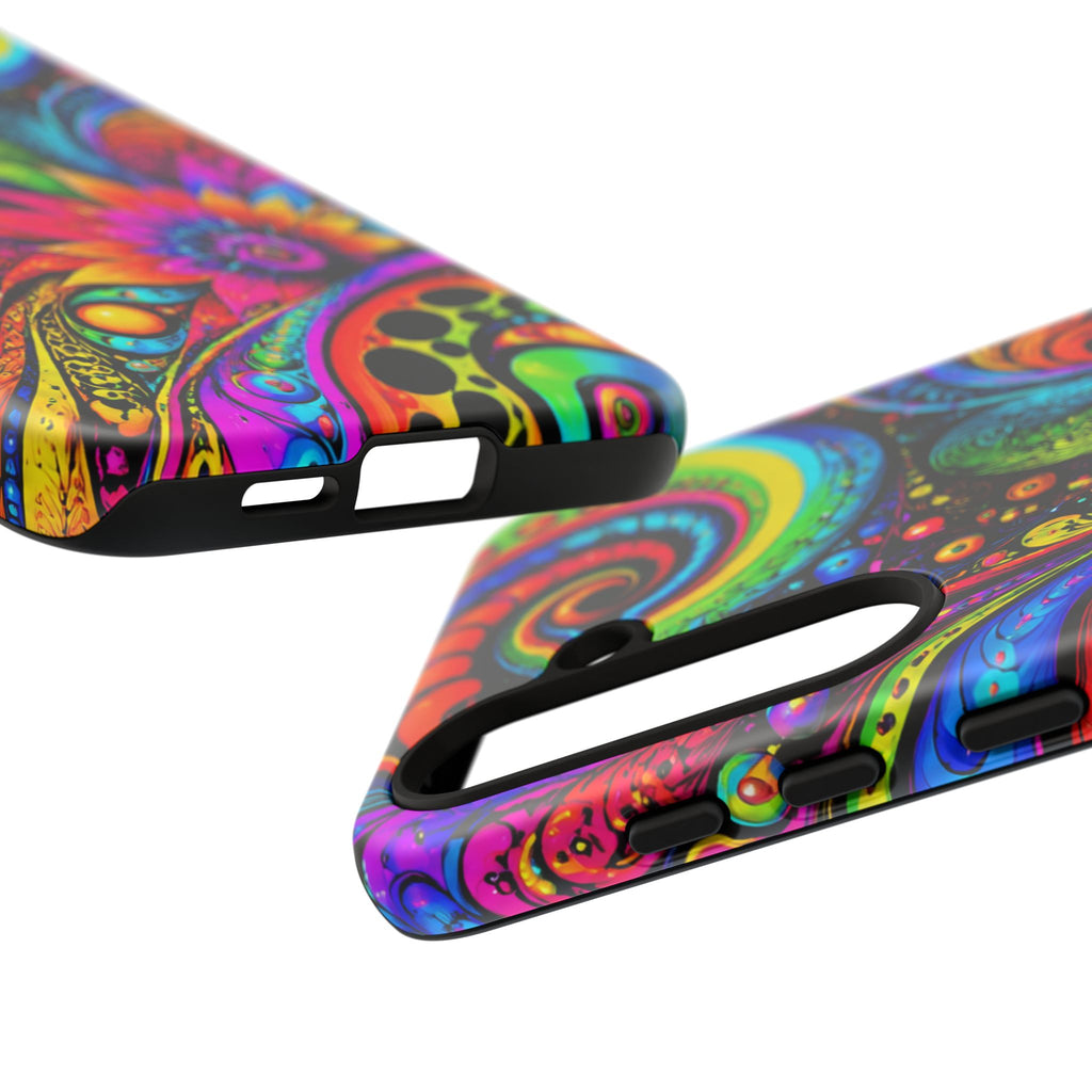Psychedelic Floral Phone Case — Vibrant Swirl Tough Protective Cover