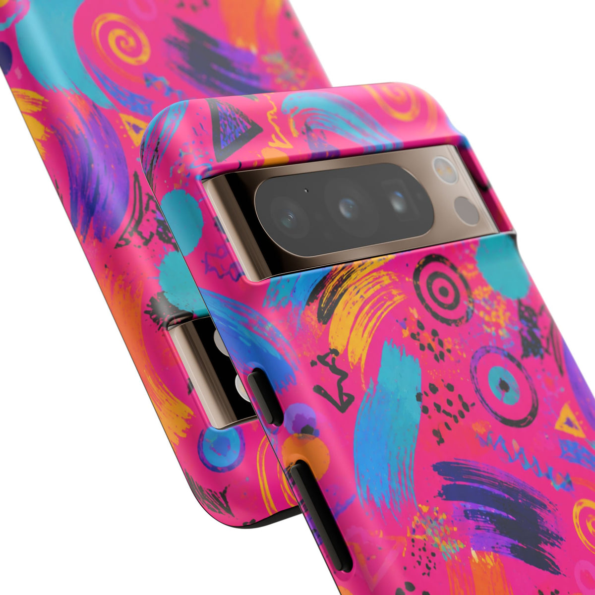 Neon Retro Abstract Tough Phone Case — 80s Brushstroke Pattern