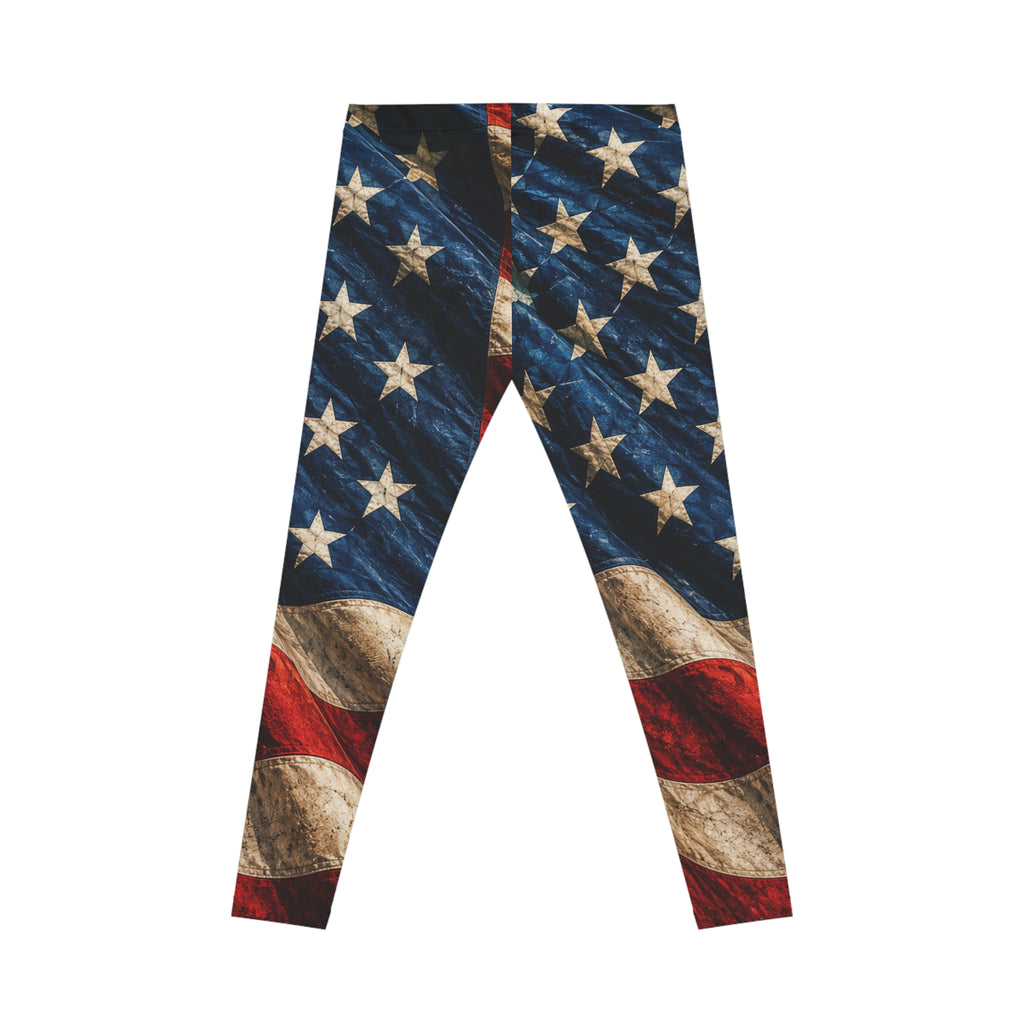 American Flag All-Over Print Leggings — Vintage Patriotic Women's Activewear