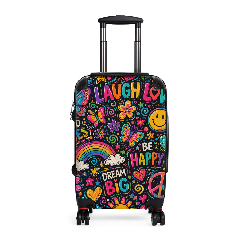 Happy Vibes Carry-On Suitcase – Colorful Dream Big Travel Luggage