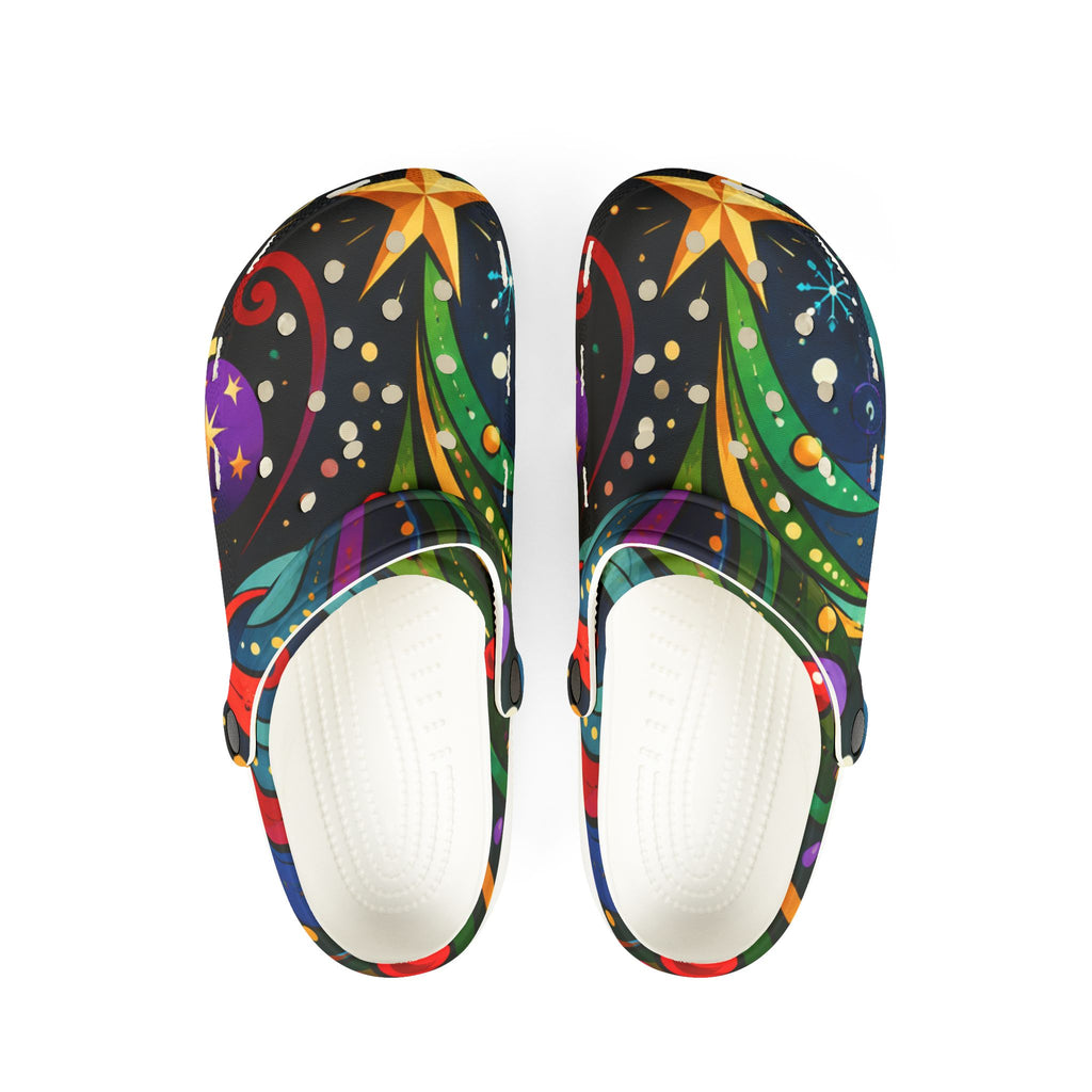 Christmas Tree Star EVA Clogs — Holiday Light Pattern Foam Shoes