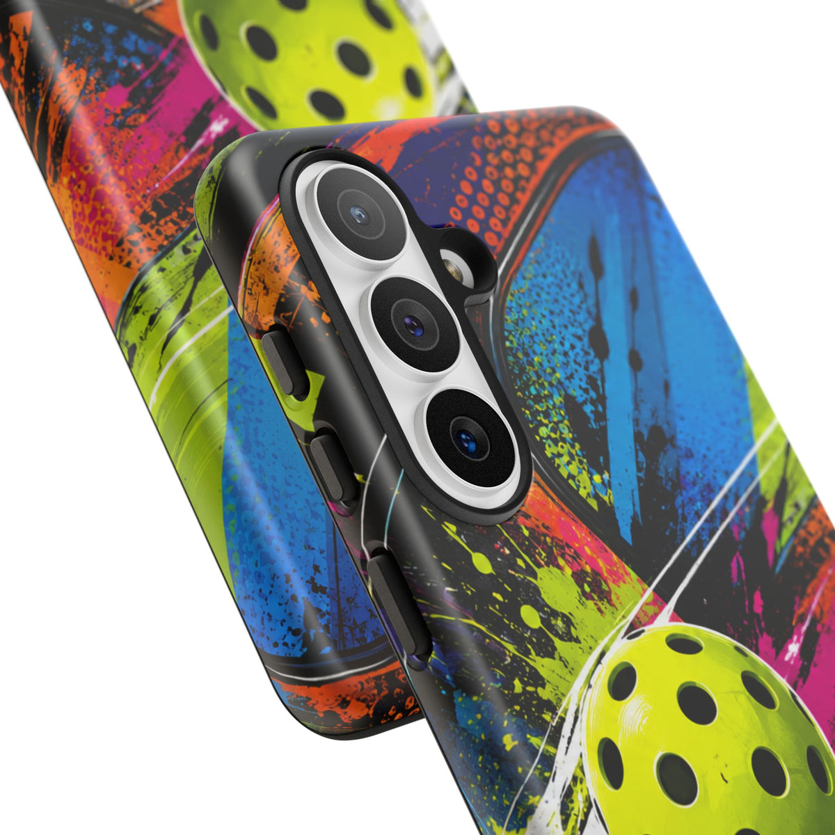 Pickleball Phone Case – Neon Paddle & Ball Splash Tough Case
