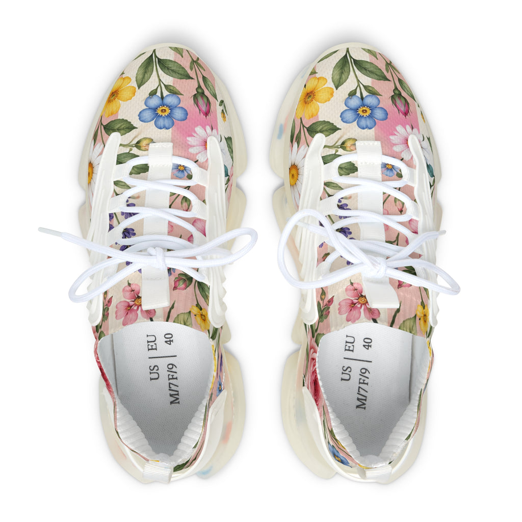 Floral Mesh Sneakers — Women's Breathable Rose & Spring Flower Running Shoes