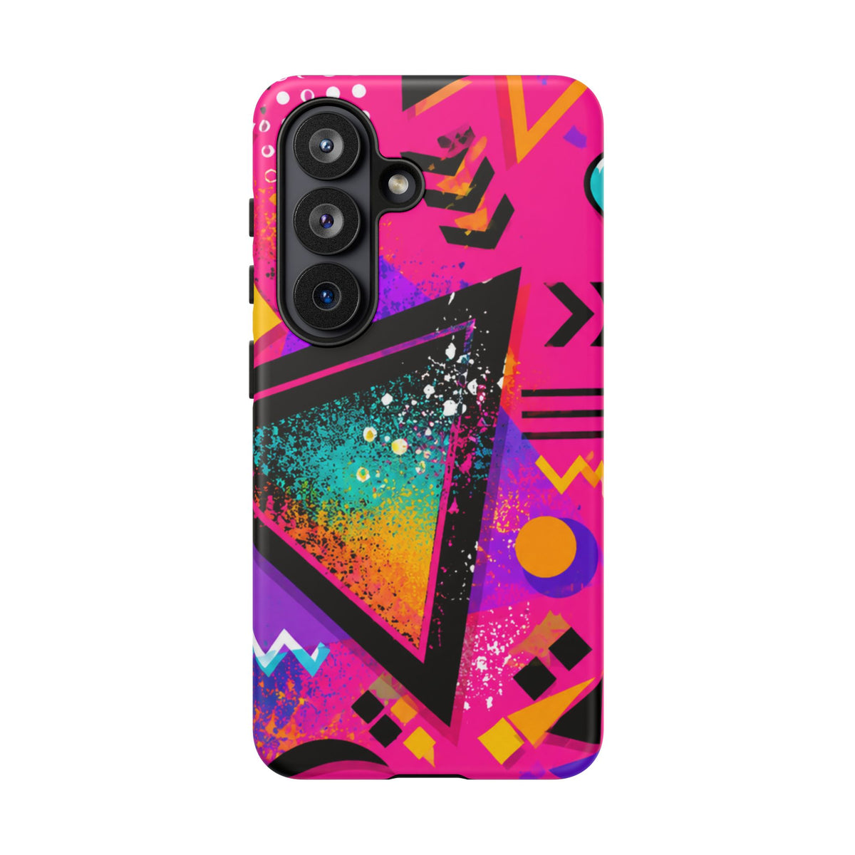 Retro 80s Geometric Phone Case — Neon Triangle Tough Case