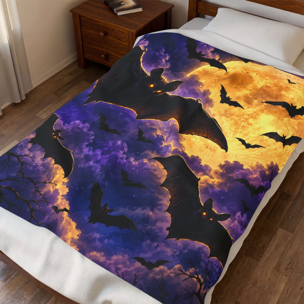 Halloween Bat Moon Velveteen Plush Blanket
