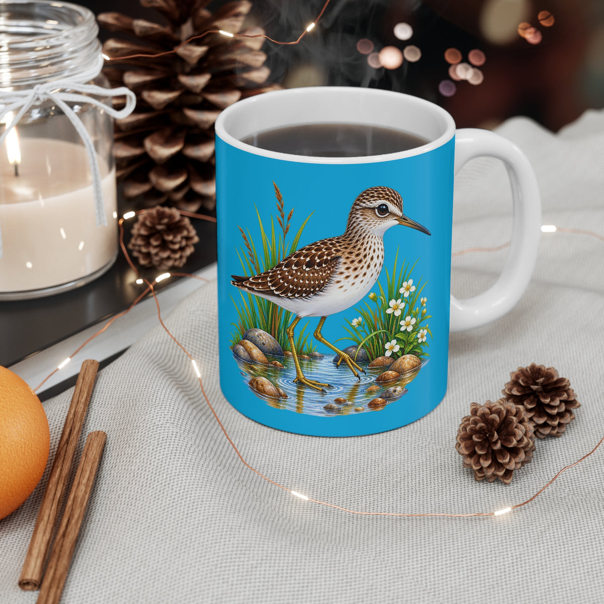 Sandpiper Bird Mug — Coastal Wildlife Ceramic Coffee Cup (11 oz)