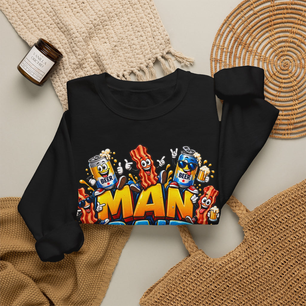 Man Bait Graphic Sweatshirt – Funny Retro Snack Cartoon Crewneck