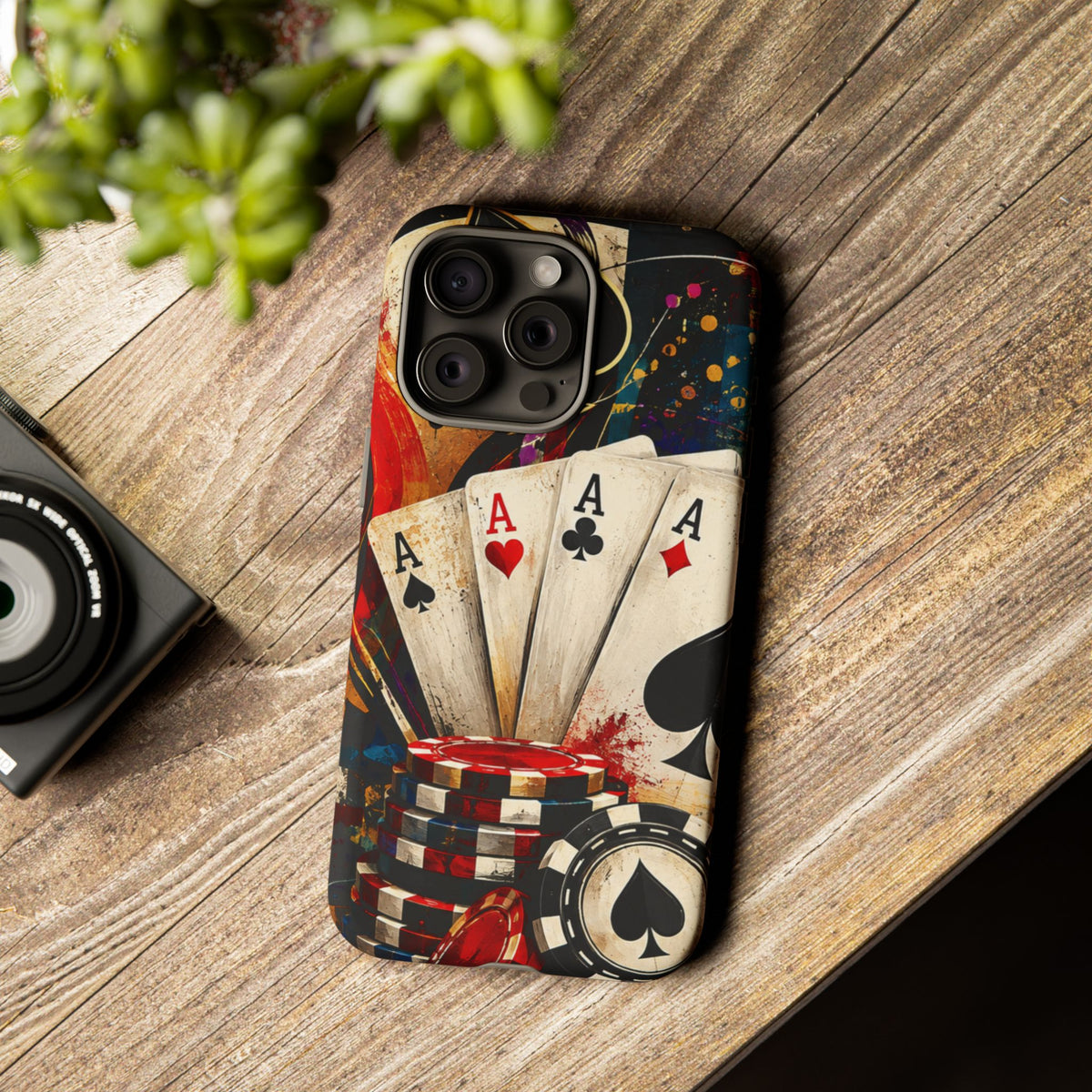 Casino Poker Ace Phone Case — Vintage Playing Cards & Chips Protective Cover