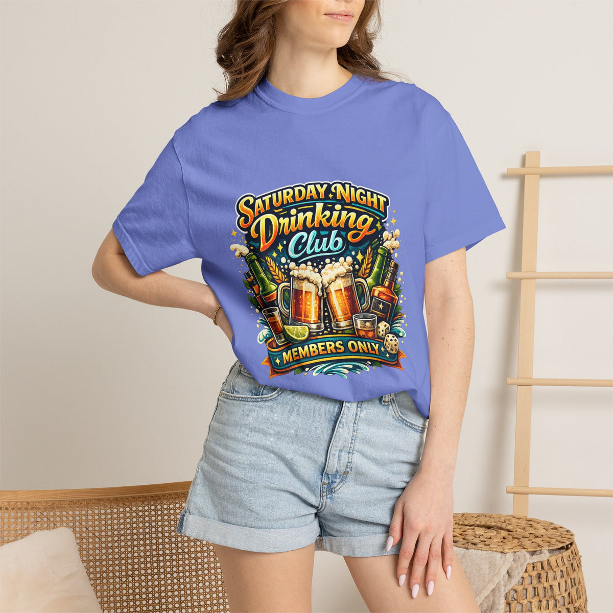 Saturday Night Drinking Club T-shirt | Beer Glasses, Bottles, Members Only