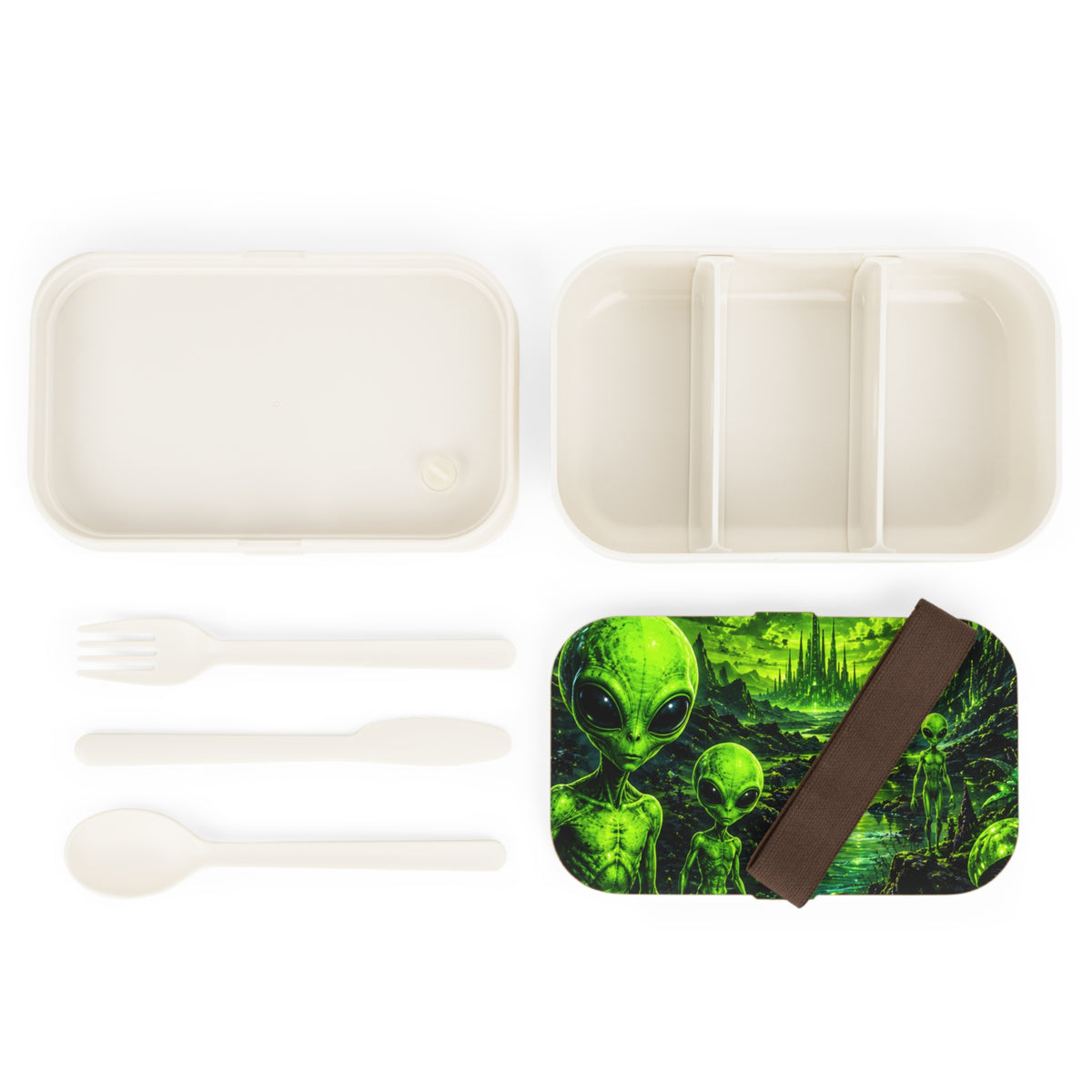 Alien Landscape Bento Box — Green Extraterrestrial Lunchbox
