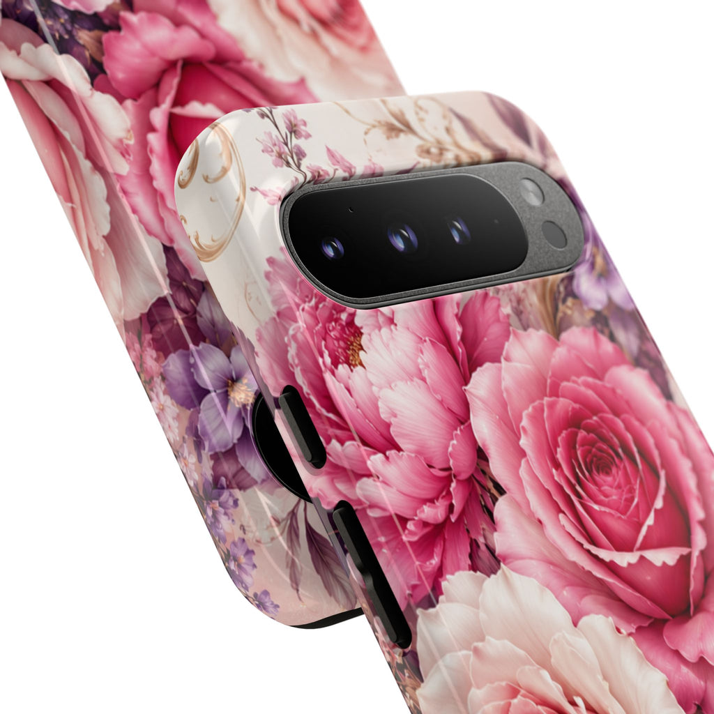 Pink Vintage Roses phone case | floral iPhone cover