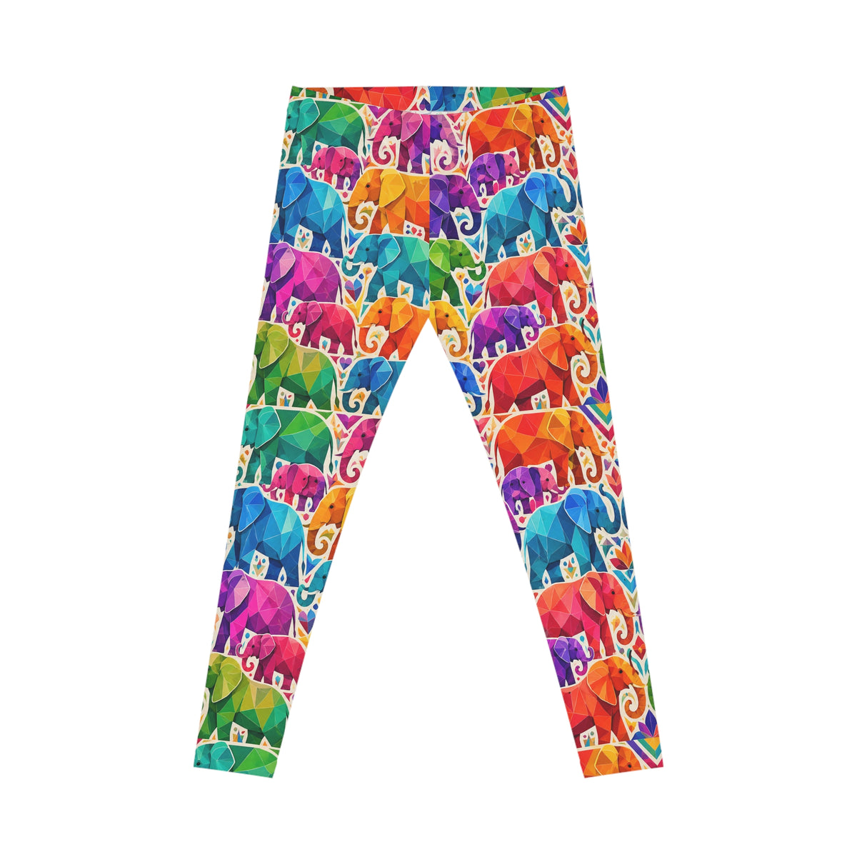 Colorful Elephant Print Leggings — Women's Rainbow All-Over Print