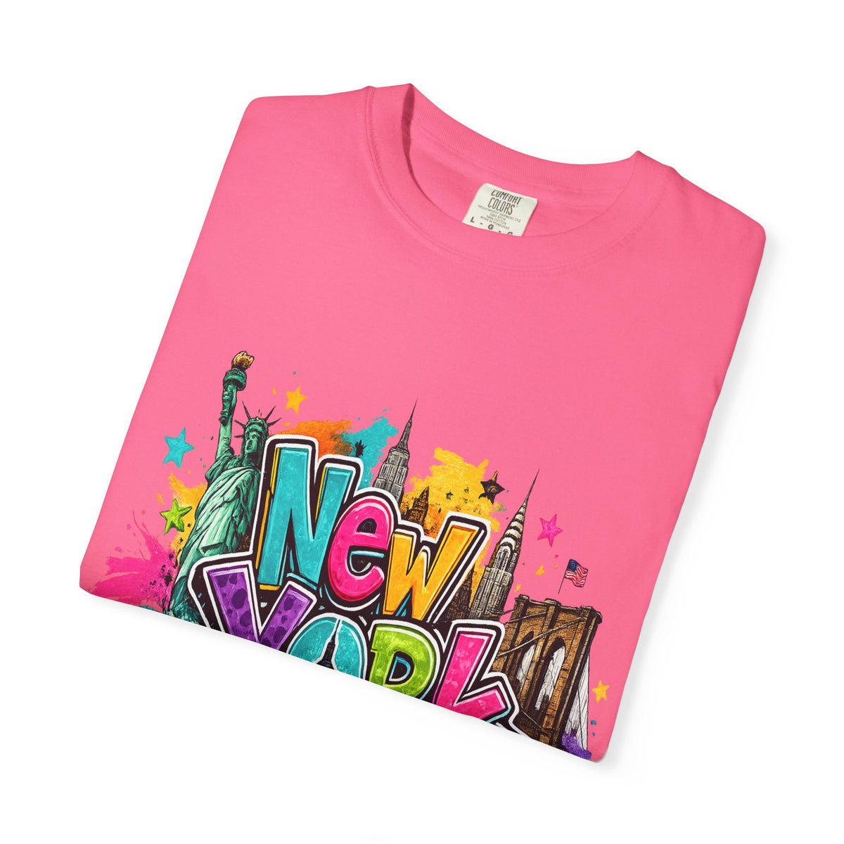 New York Graffiti Skyline T-shirt | Cityscape Taxi Brooklyn Bridge