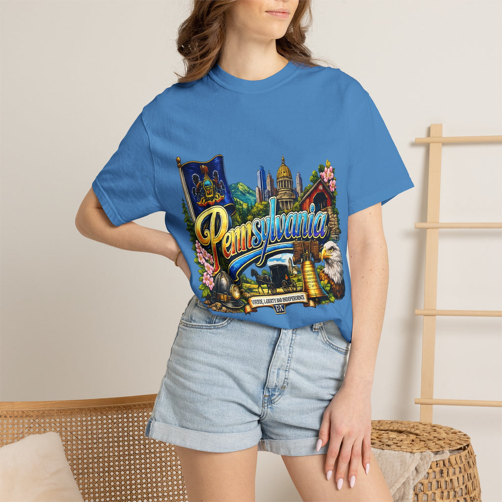Pennsylvania Vintage Postcard T-Shirt | State Skyline Tee