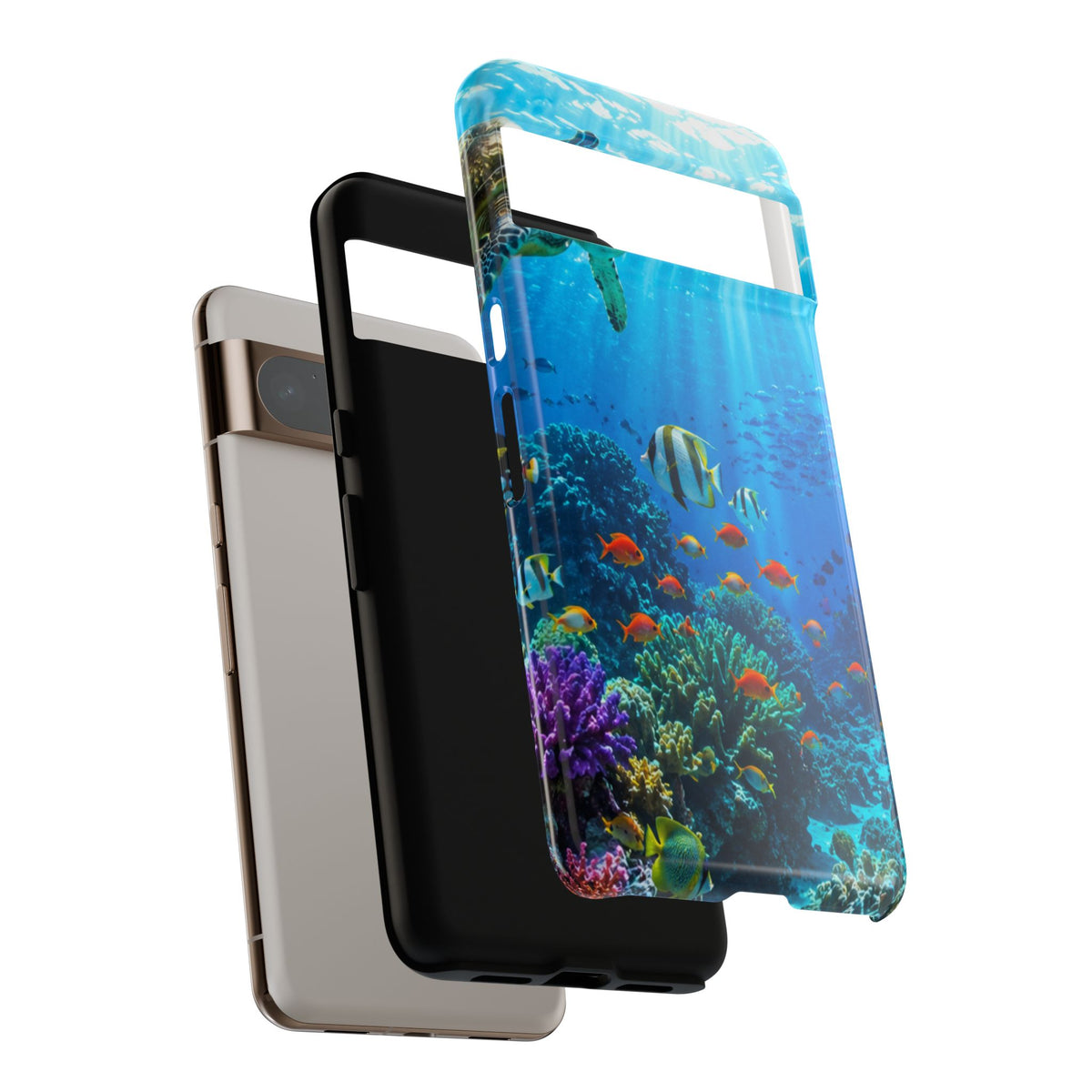 Underwater Ocean Life Tough Phone Case — Coral Reef & Sea Turtle Protective Cover