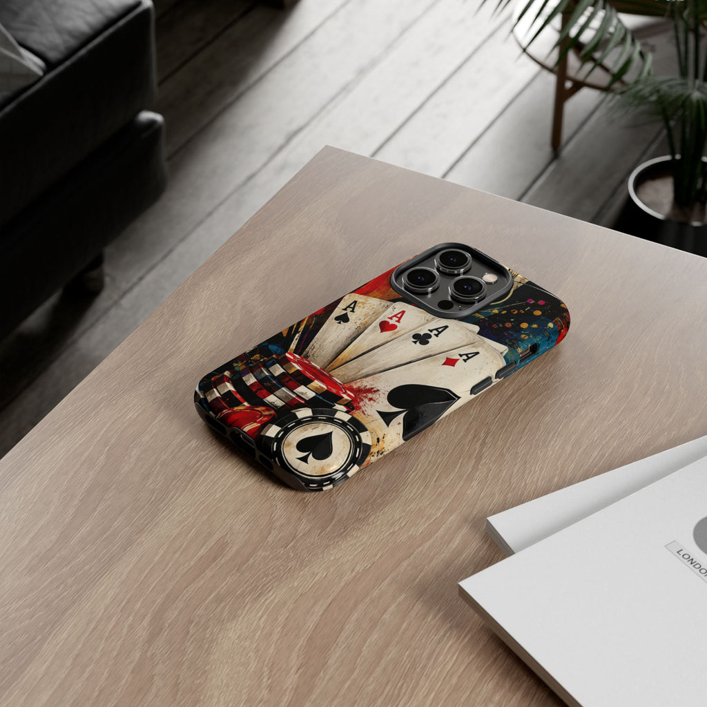 Casino Poker Ace Phone Case — Vintage Playing Cards & Chips Protective Cover