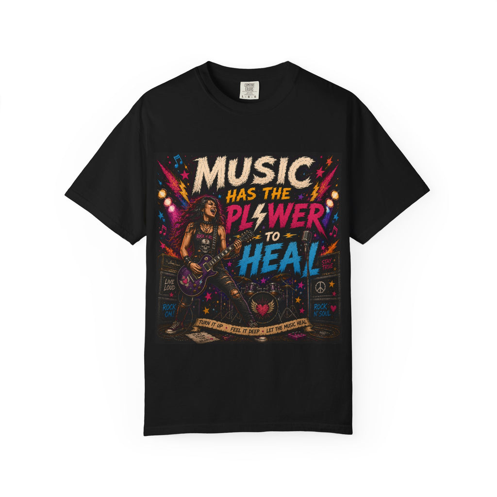 Music Has the Power to Heal T-Shirt | Retro Rock Guitar Graphic
