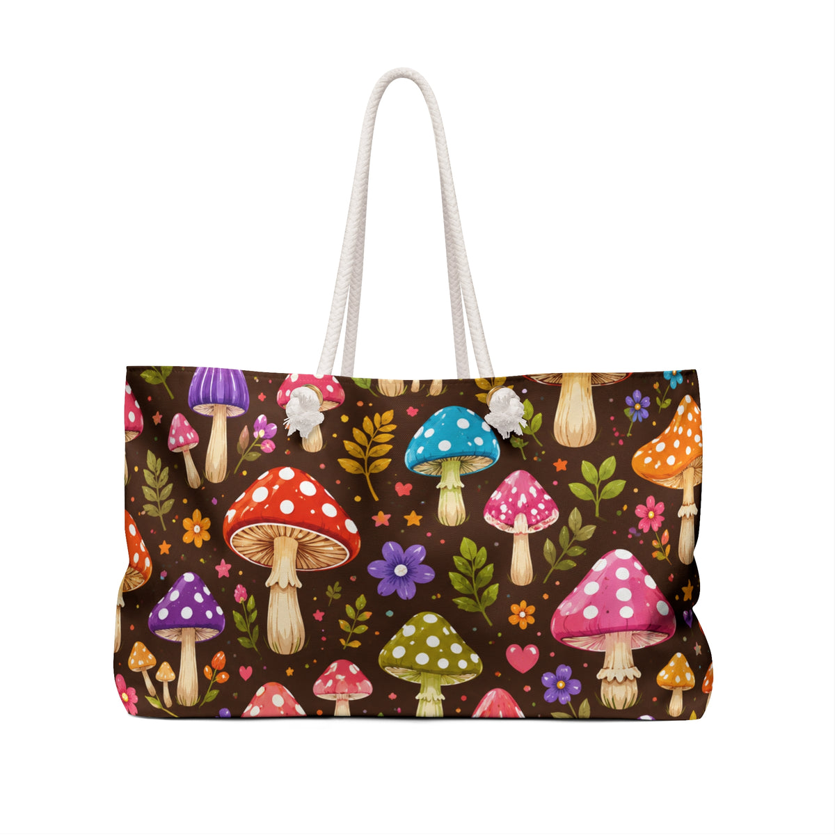Whimsical Colorful Mushrooms Weekender Bag | Mushroom Tote