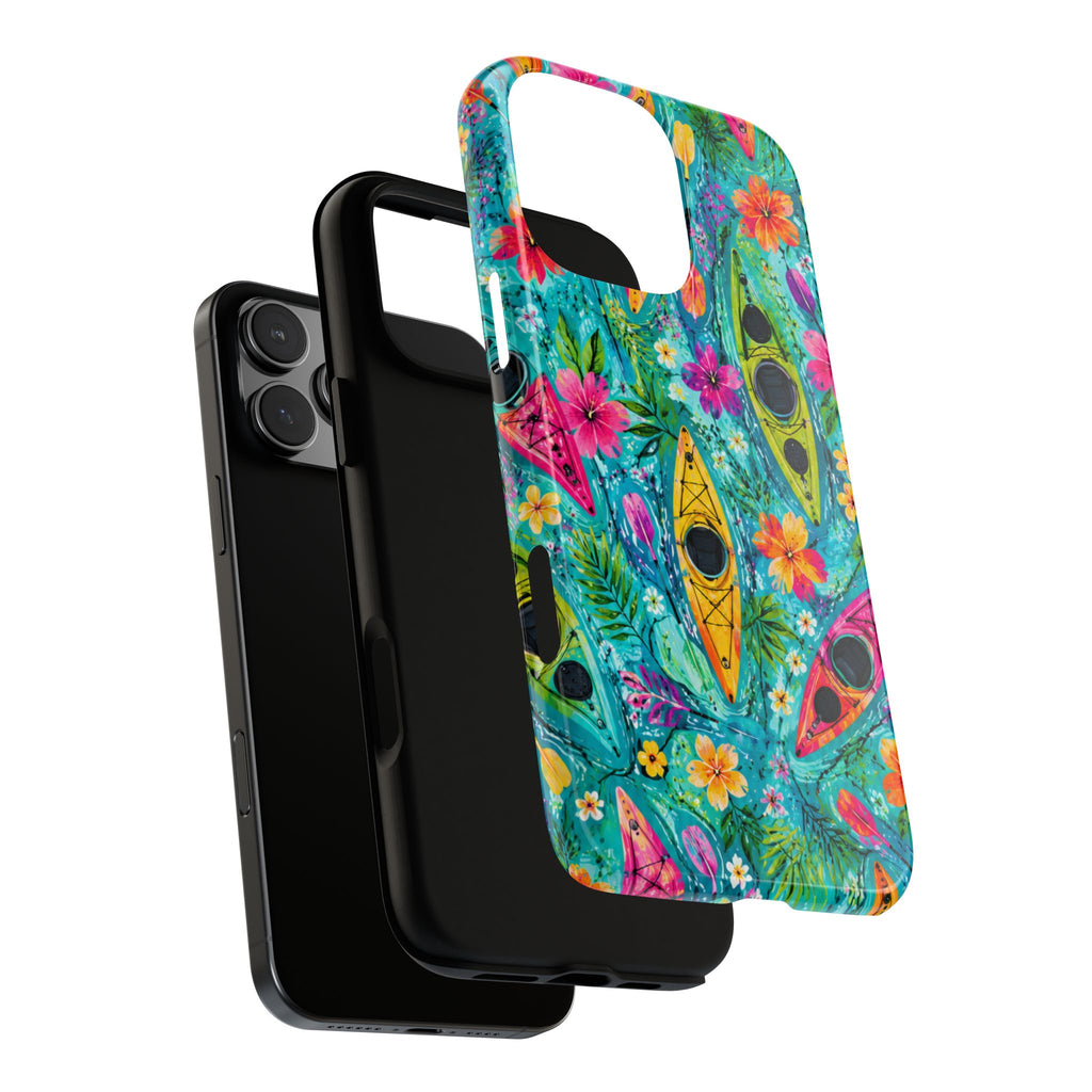 Tropical Kayak Phone Case – Colorful Floral Waterproof Pattern