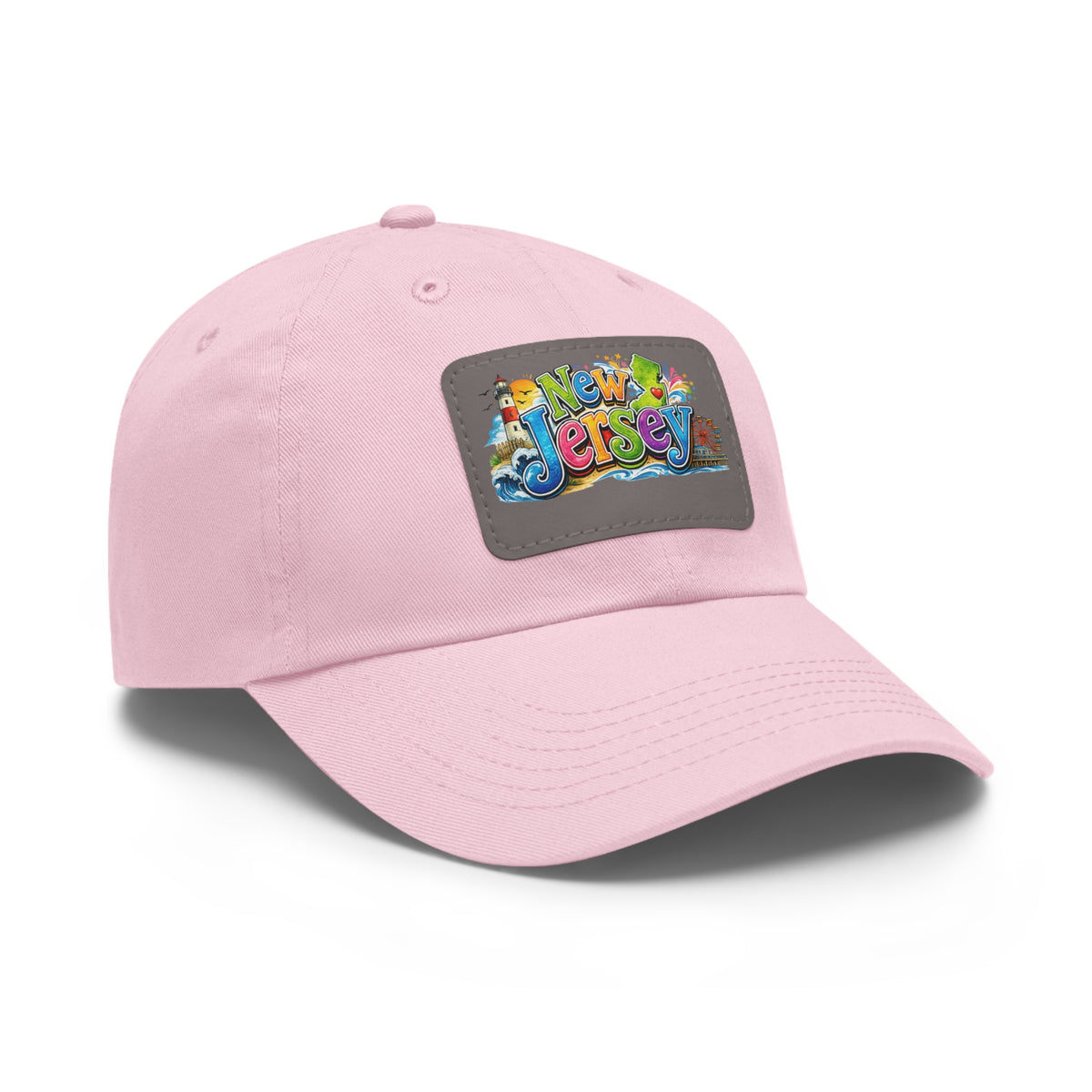 New Jersey Patch Logo Dad Hat | Leather Rectangle Patch