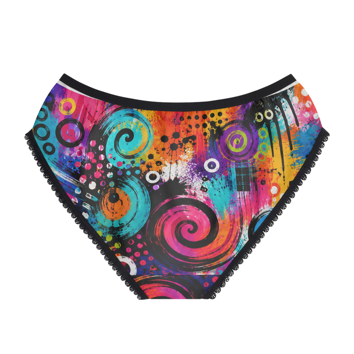 Women's Colorful Abstract Spiral Briefs — Vibrant All-Over Print Underwear