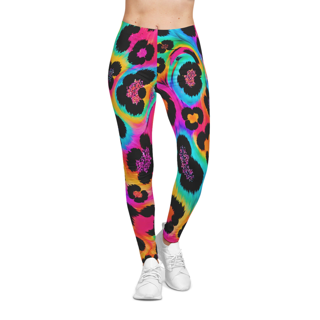 Neon Rainbow Leopard Print Leggings