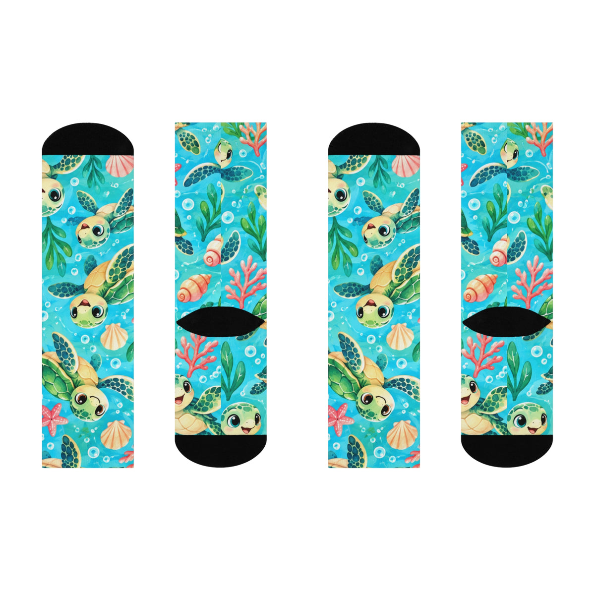 Cute Sea Turtle Crew Socks — Cushioned Ocean Animal Socks