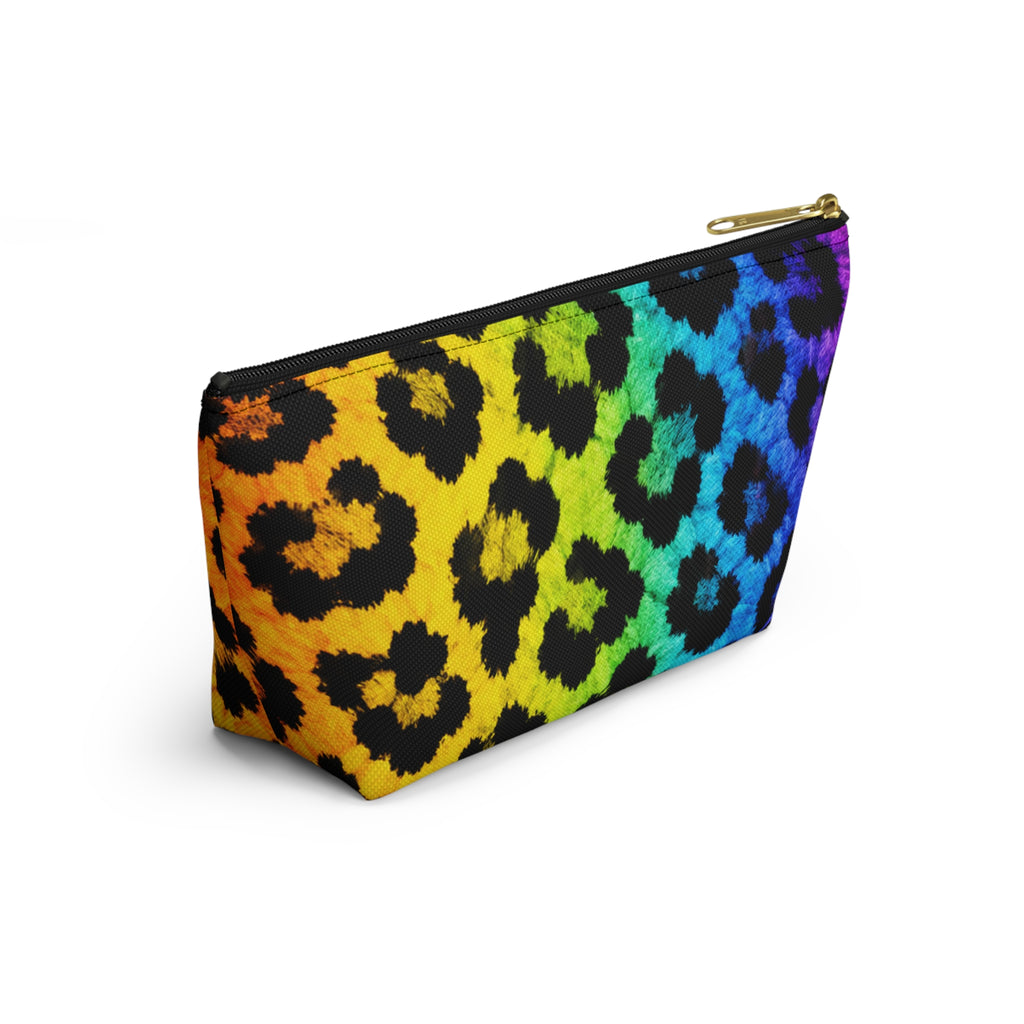 Rainbow Leopard Accessory Pouch — T‑Bottom Makeup Bag