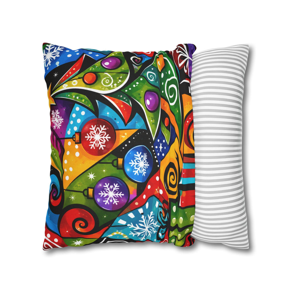 Colorful Abstract Christmas Tree Pillowcase — Festive Holiday Throw Pillow Cover