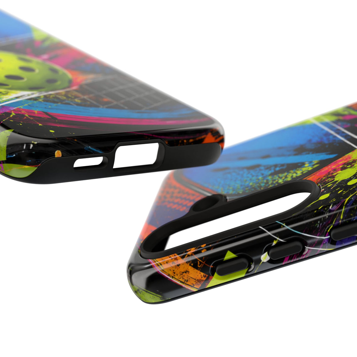 Pickleball Phone Case – Neon Paddle & Ball Splash Tough Case