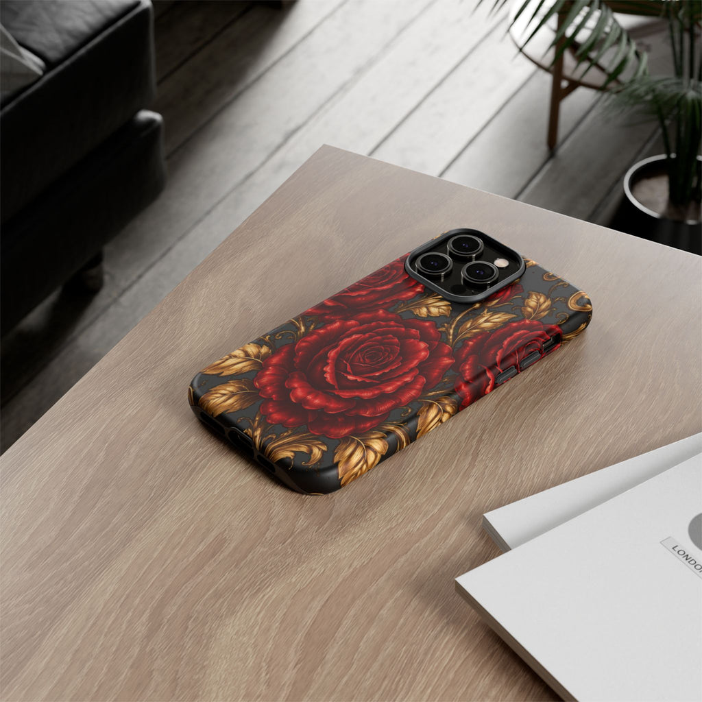 Tough Cases — Vintage Red Rose Floral Phone Case