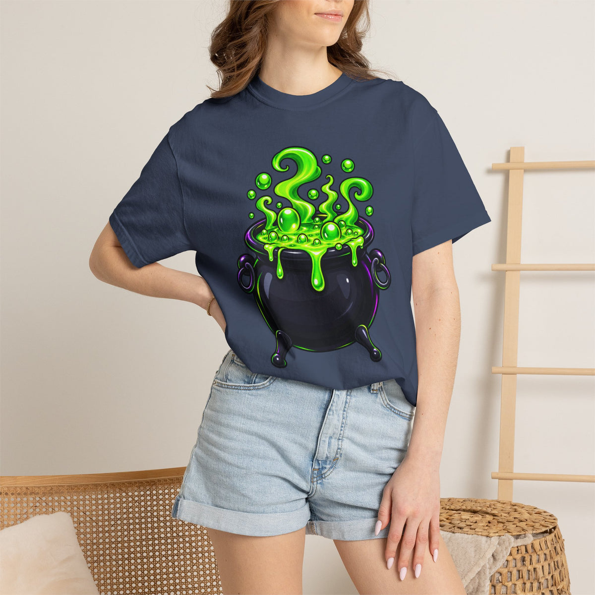 Glowing Witch Cauldron T-shirt | Spooky Halloween Potion Tee